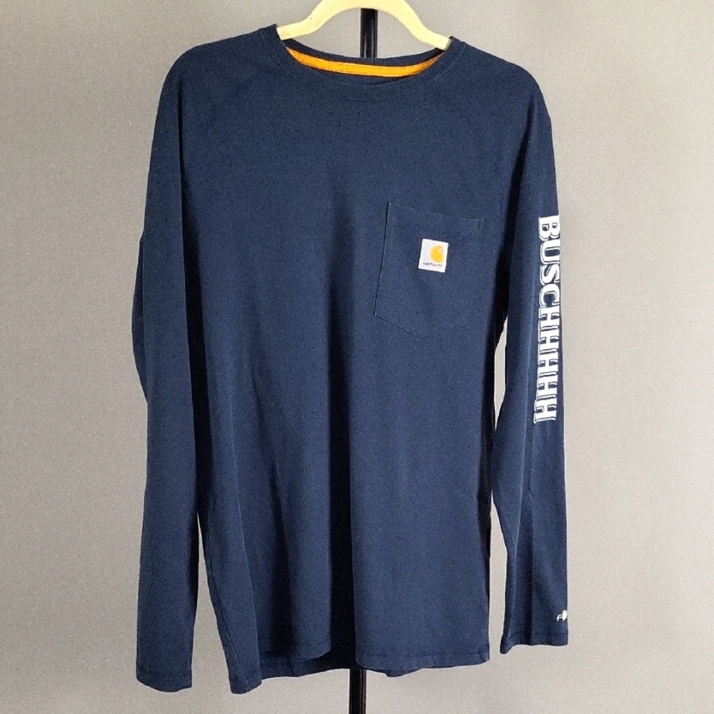 Carhartt/Bush Men's Navy Relaxed Fit Long Sleeve Shirt, Size M